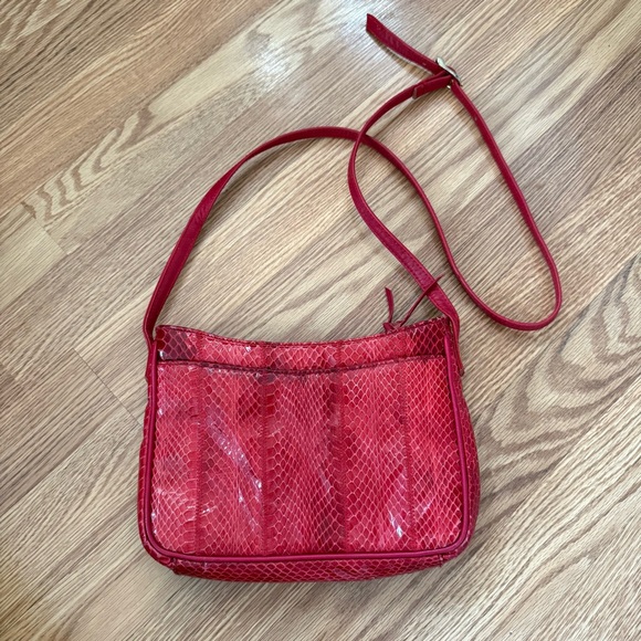 Vintage‎ Ganson cherry Red Snakeskin Shoulder Bag - Picture 2 of 12